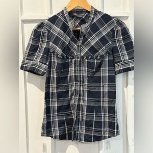 Armani Exchange Dark Blue Plaid Shirt